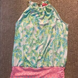 Lilly Pulitzer Green and Pink Tropical Print Top